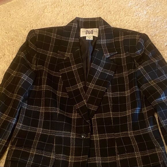 Mark Alexander 100% Wool Plaid Blazer Size 8 Woolmark - Picture 3 of 11